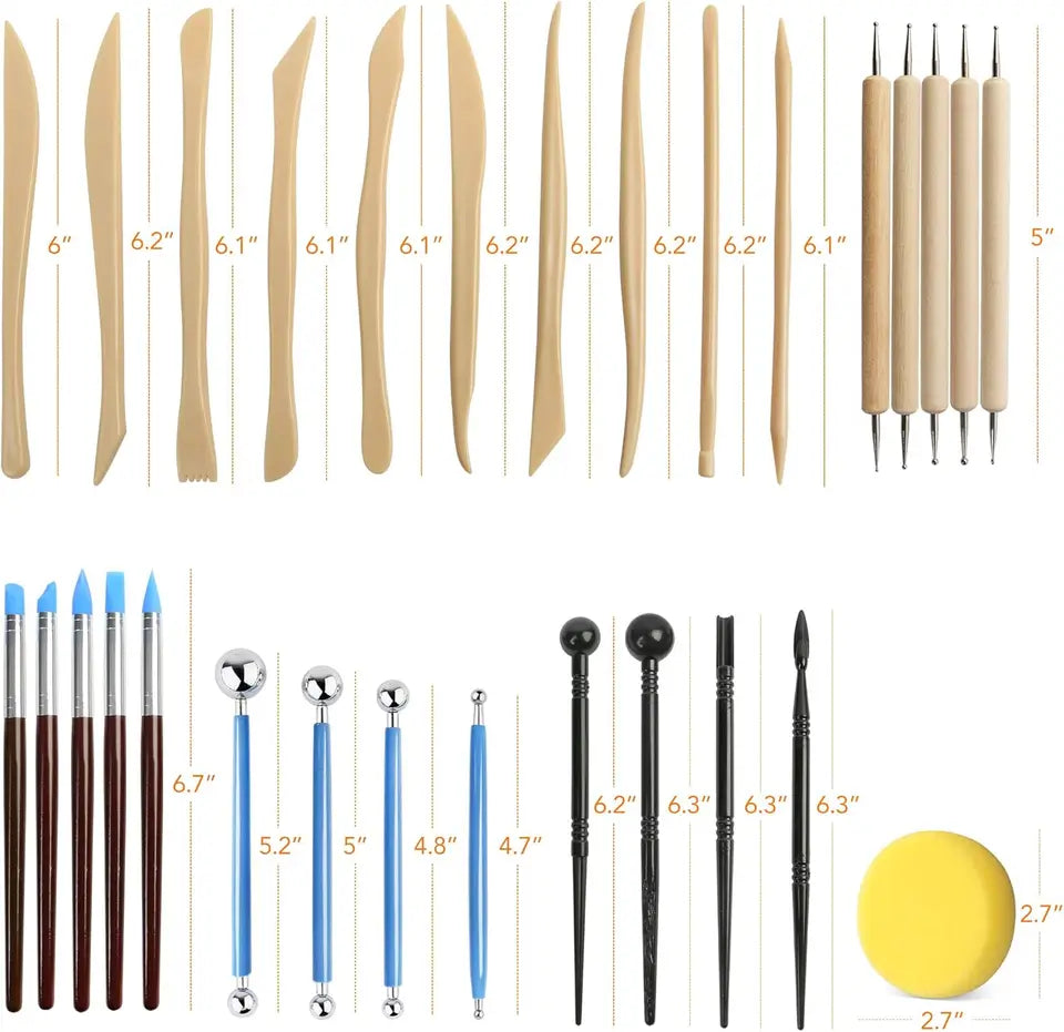 Air Dry Clay Tool Set Silicone Modeling Pen Polymer Clay Tools Sculpting Clay Brush Tools for Baking, Drawing, Molding, Painting